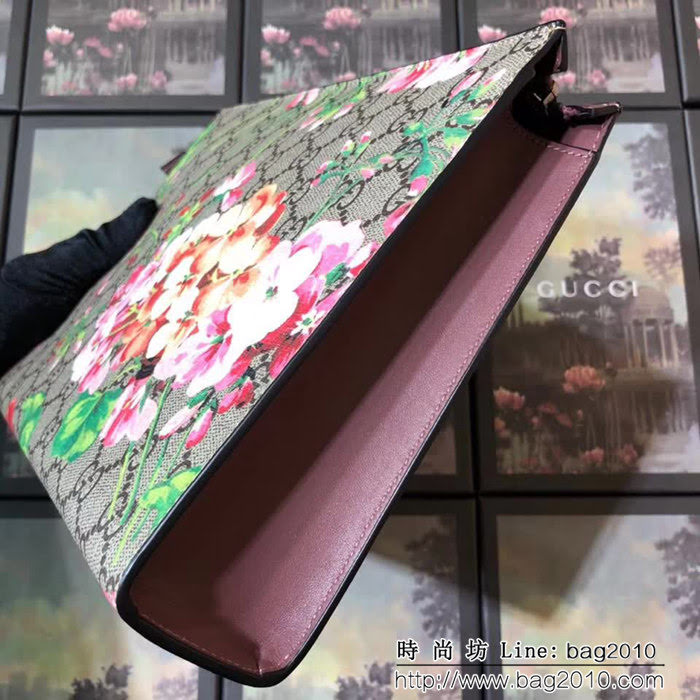 GUCCI古馳 爆款 天竺葵花 GG織帶 大氣手拿包 430268 紅花PVC WTG1416